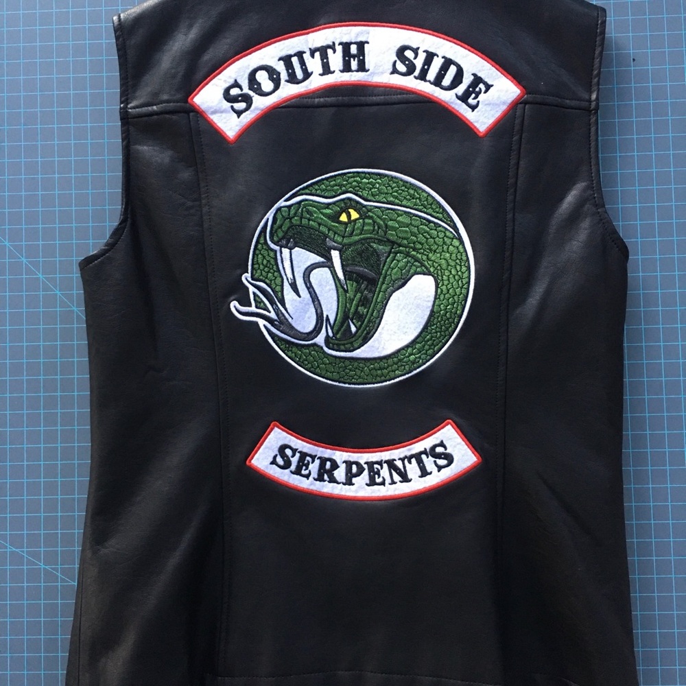 NWT! Hot Topic Riverdale South Side Serpents Faux Leather Vest with Silver Studs